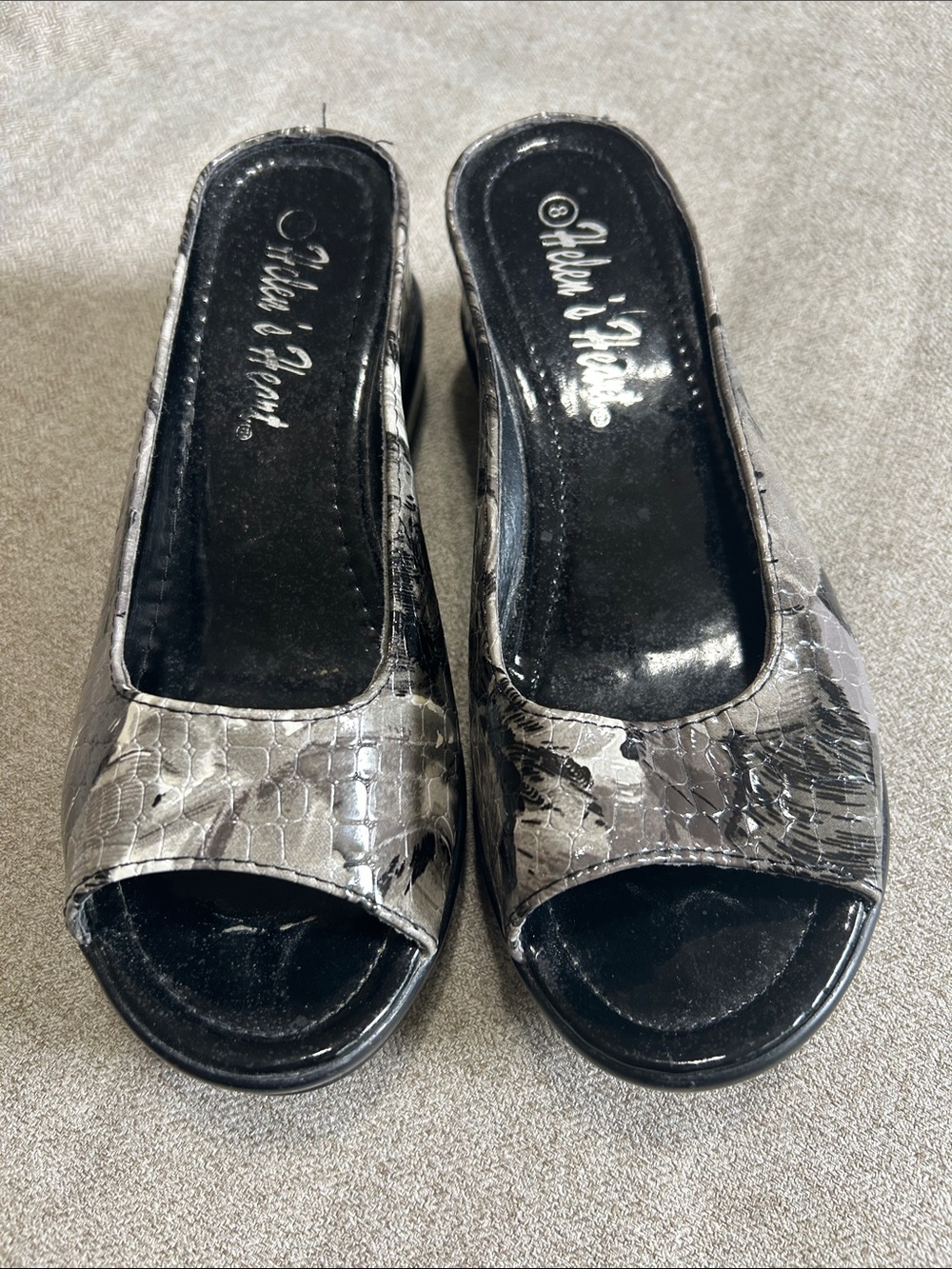 Silver Snake Embossed Slide Mules – Helen’s Heart | Size 8